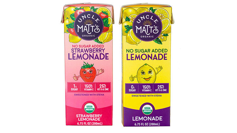 Uncle Matt’s Organic Zero Sugar Lemonade Juice Box Line for Kids