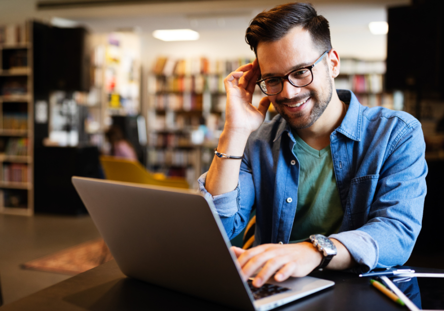 man working on computer compliments for men